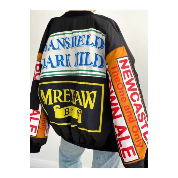 Siyah Unisex Mansfield Vintage Bomber Ceket