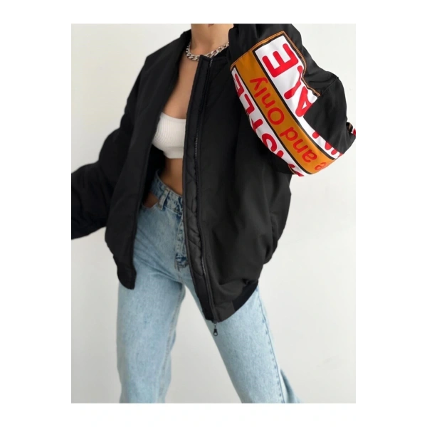 Siyah Unisex Mansfield Vintage Bomber Ceket