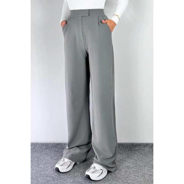 Kadın Likralı Cırt Kapama Palazzo Pantolon LQ34