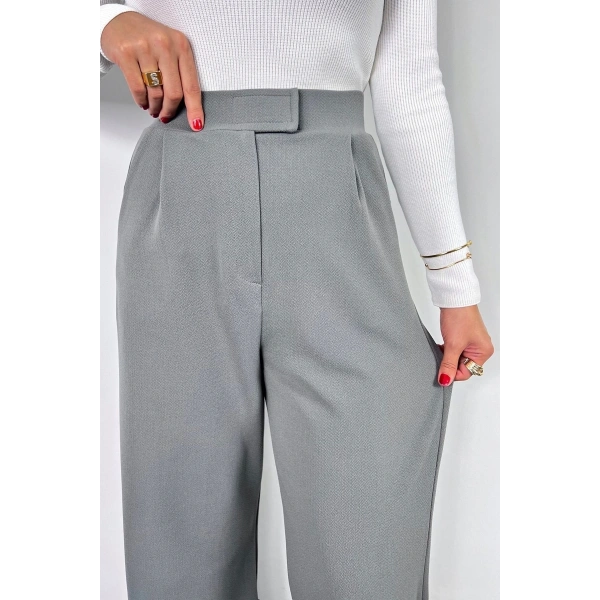 Kadın Likralı Cırt Kapama Palazzo Pantolon LQ34