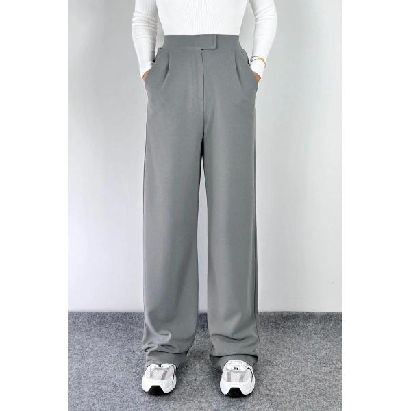 Kadın Likralı Cırt Kapama Palazzo Pantolon LQ34