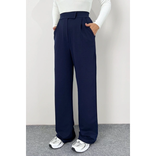 Kadın Likralı Cırt Kapama Palazzo Pantolon LQ34