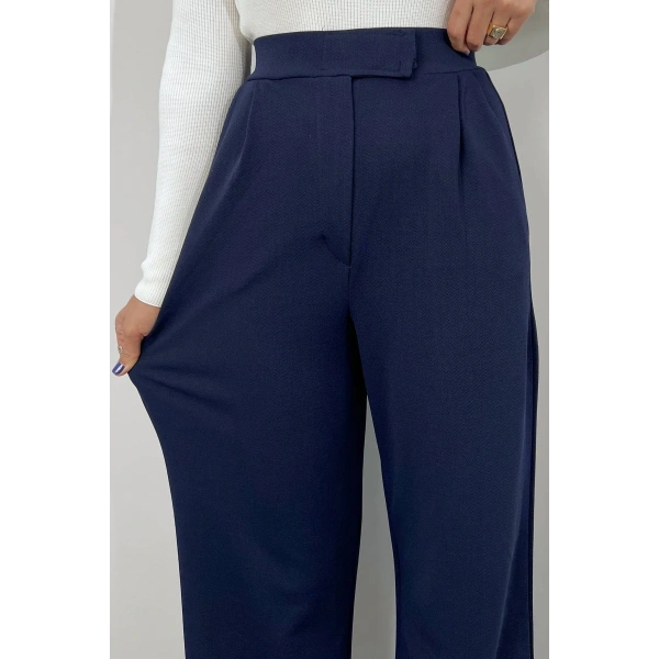 Kadın Likralı Cırt Kapama Palazzo Pantolon LQ34