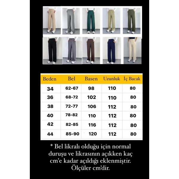 Kadın Likralı Cırt Kapama Palazzo Pantolon LQ34