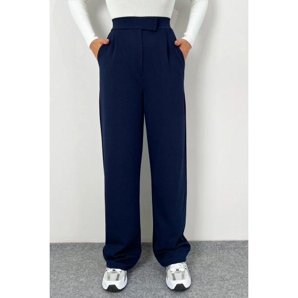 Kadın Likralı Cırt Kapama Palazzo Pantolon LQ34