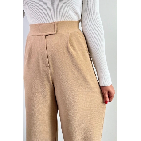 Kadın Likralı Cırt Kapama Palazzo Pantolon LQ34