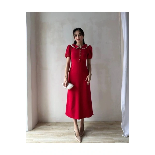 Kadın Bebe Yaka Dantelli Elbise