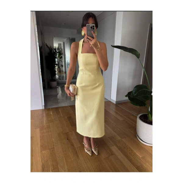 Boyundan Askılı Maxi Kalem Elbise