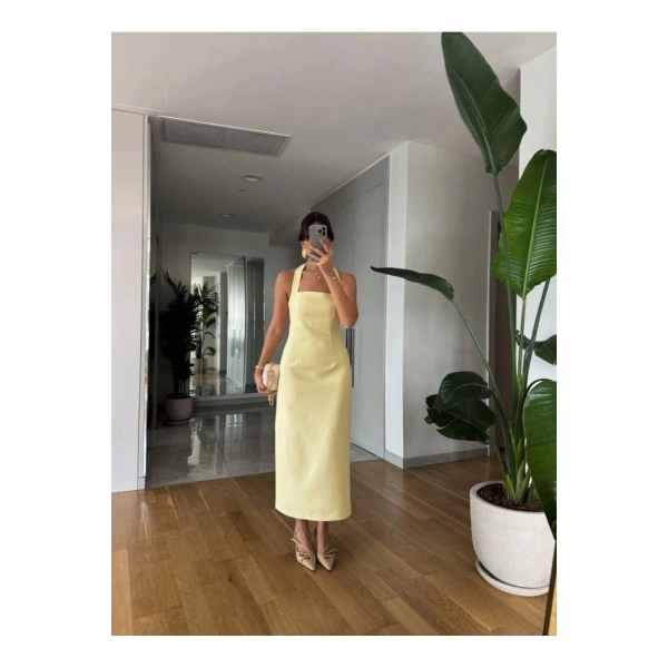 Boyundan Askılı Maxi Kalem Elbise