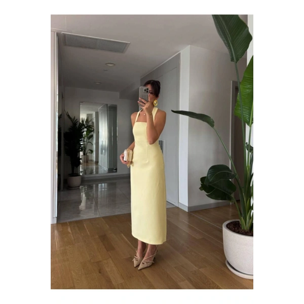 Boyundan Askılı Maxi Kalem Elbise