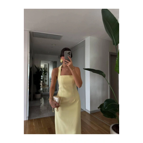 Boyundan Askılı Maxi Kalem Elbise