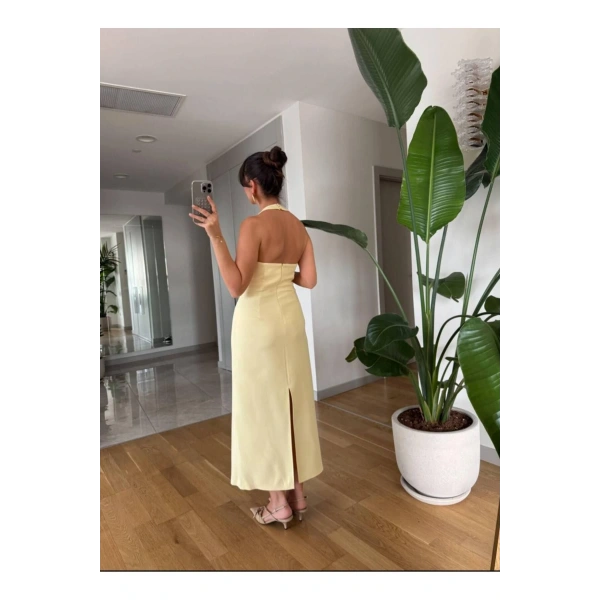 Boyundan Askılı Maxi Kalem Elbise