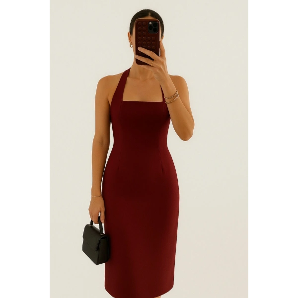 Boyundan Askılı Maxi Kalem Elbise