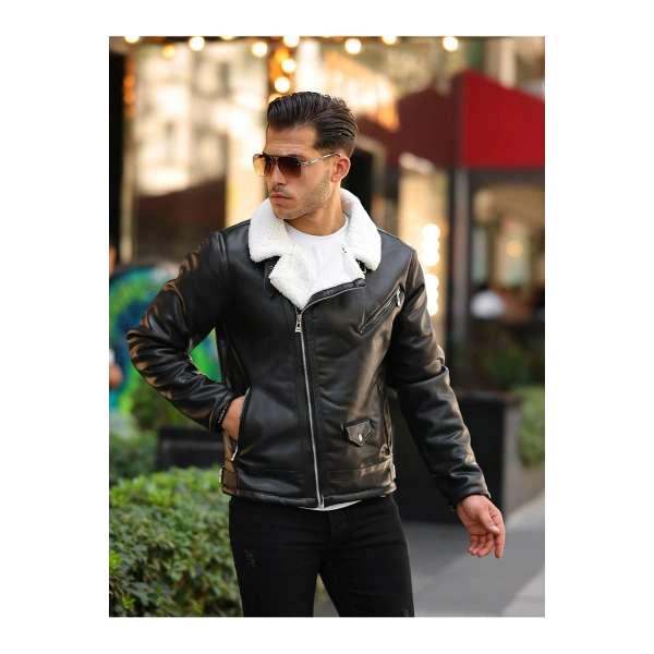 Erkek Kürklü Deri Ceket