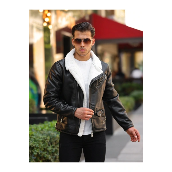 Erkek Kürklü Deri Ceket