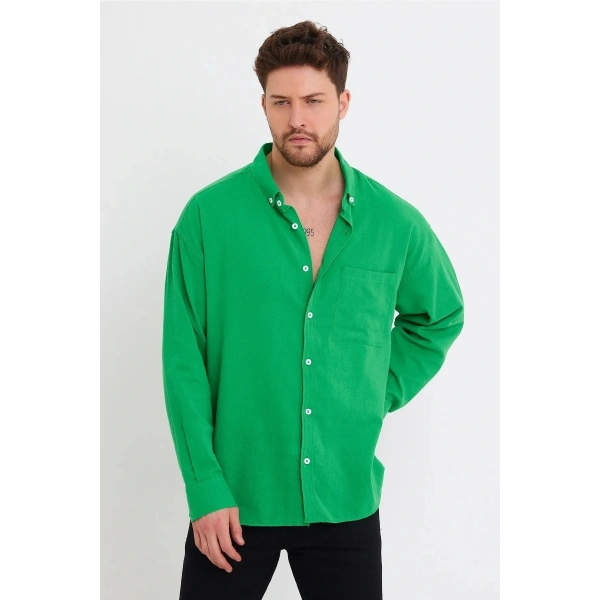 Erkek Oversize Keten Gömlek