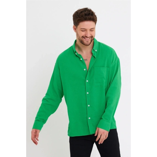 Erkek Oversize Keten Gömlek