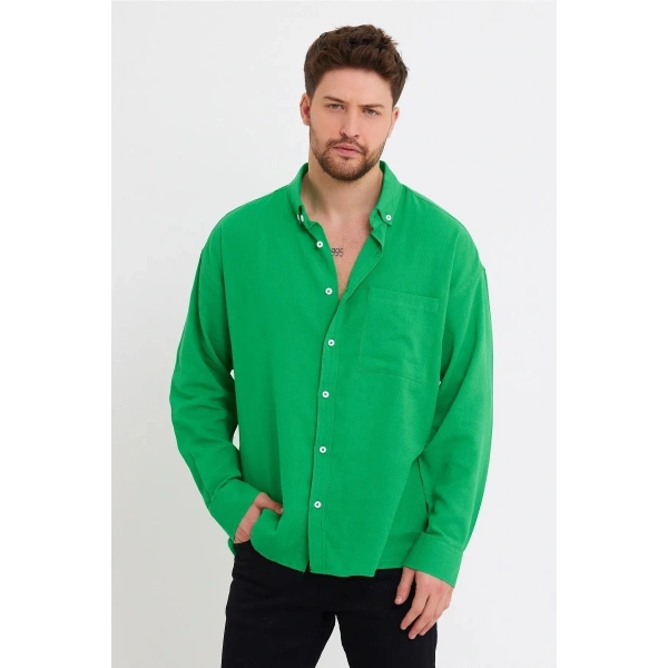 Erkek Oversize Keten Gömlek