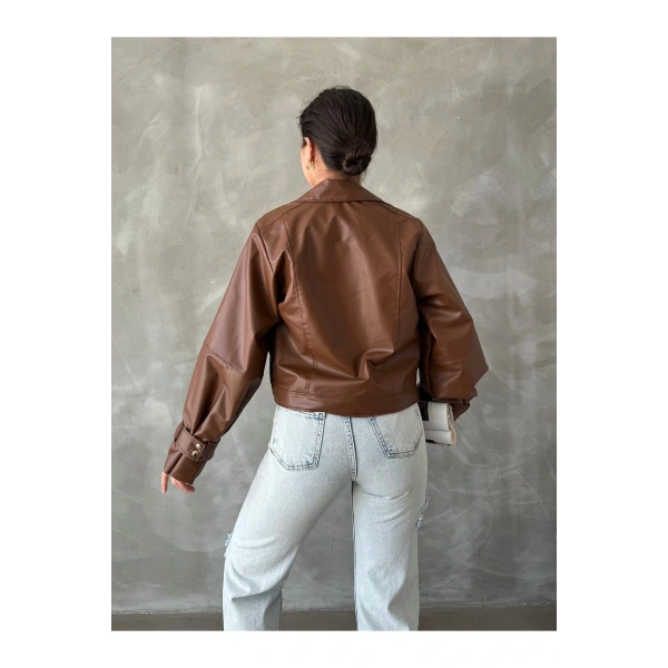 Balon Kol Suni Deri Ceket