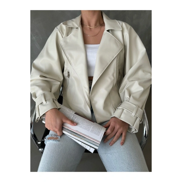 Balon Kol Suni Deri Ceket