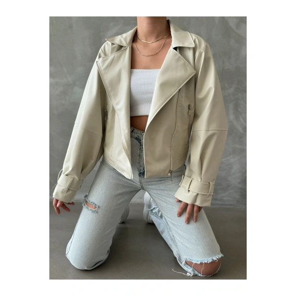 Balon Kol Suni Deri Ceket