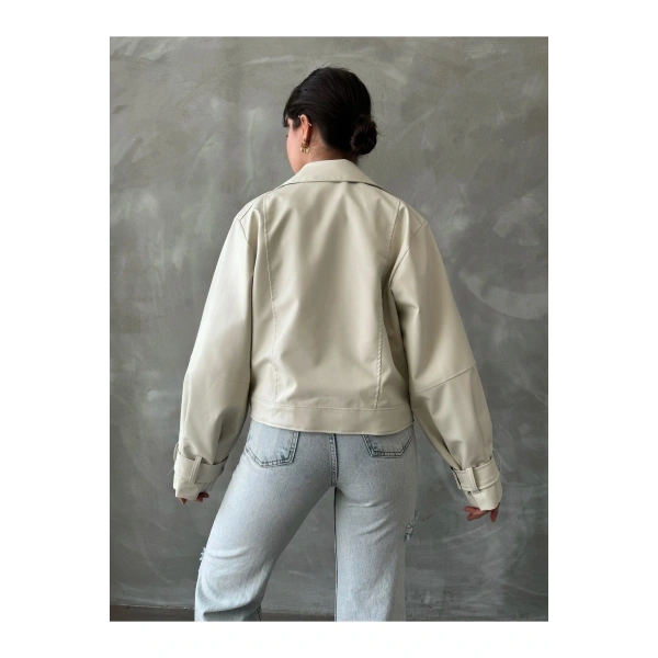 Balon Kol Suni Deri Ceket