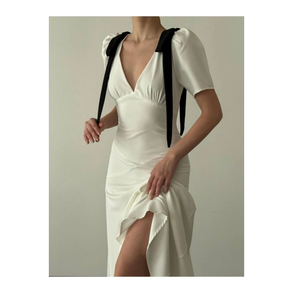 Kadın Omuz Fiyonklu Midiboy Elbise