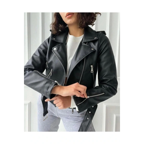 Kadın Siyah Deri Ceket