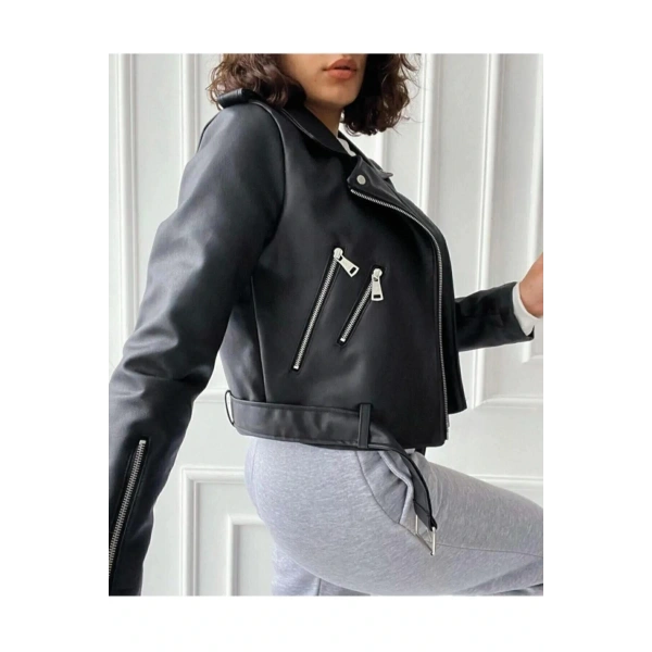 Kadın Siyah Deri Ceket