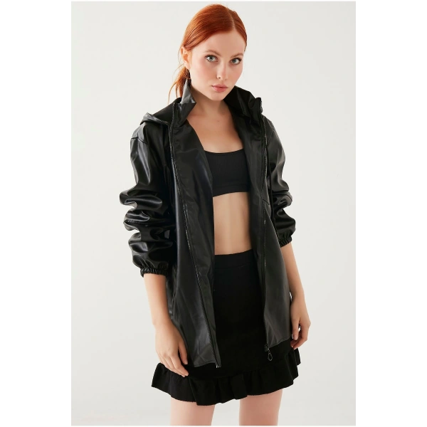 Kadın Deri Yağmurluk