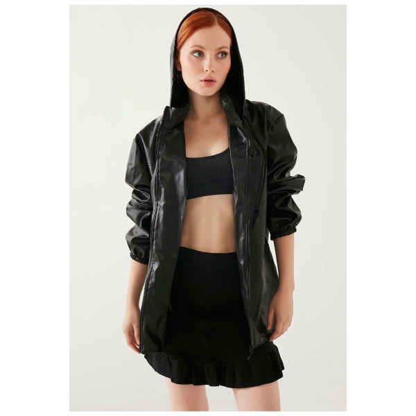 Kadın Deri Yağmurluk