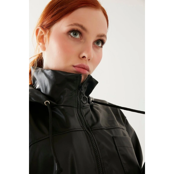 Kadın Deri Yağmurluk