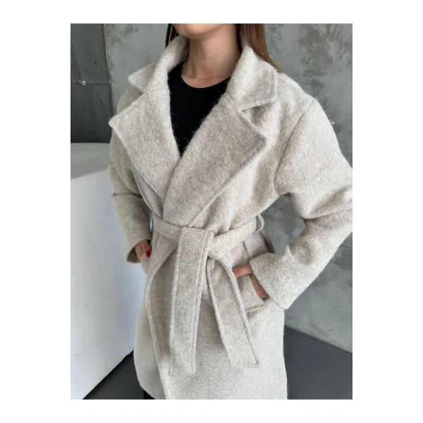 YÜN SAÇAKLI KAŞE KUMAŞ PİNTEREST KUŞAKLI KABAN