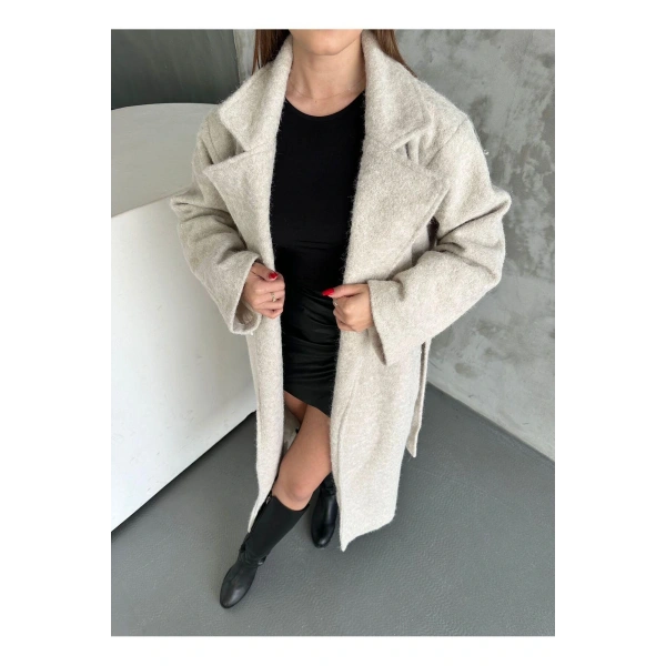 YÜN SAÇAKLI KAŞE KUMAŞ PİNTEREST KUŞAKLI KABAN