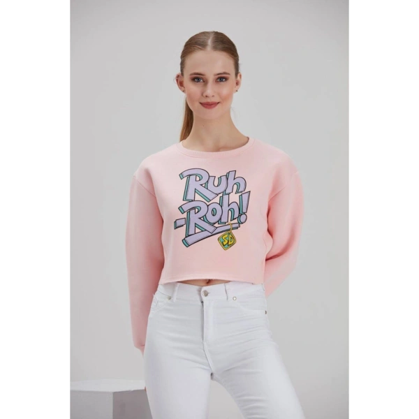 Kadın Pembe Baskılı Sweatshirt