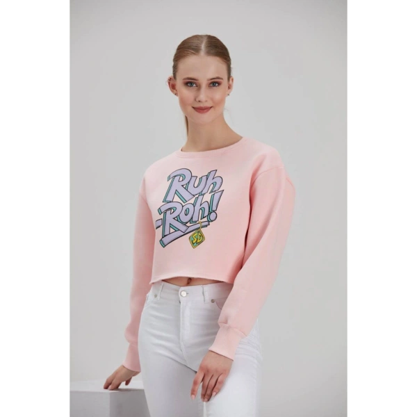 Kadın Pembe Baskılı Sweatshirt