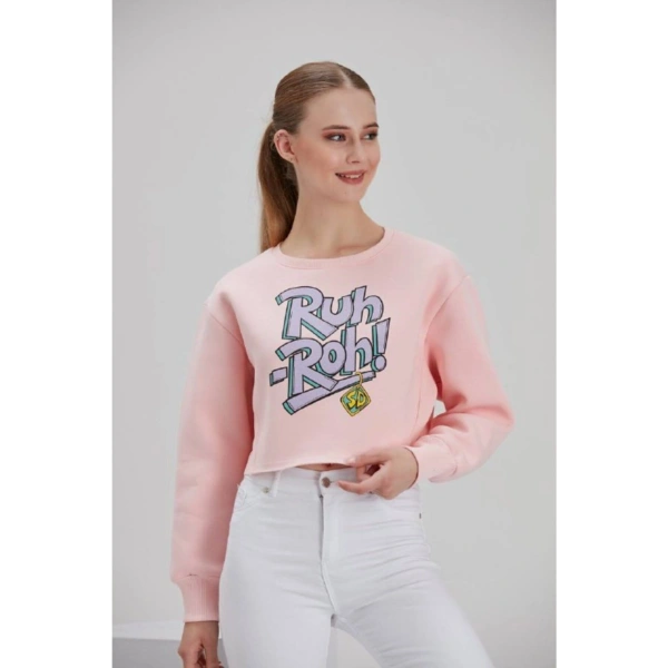 Kadın Pembe Baskılı Sweatshirt
