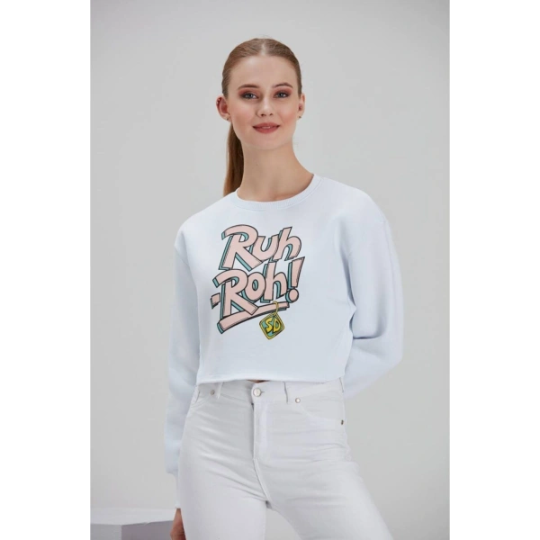 Kadın Beyaz Baskılı Sweatshirt