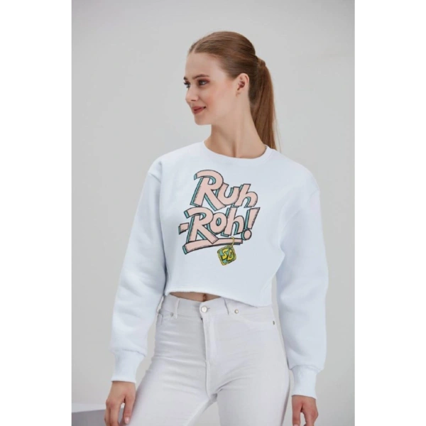 Kadın Beyaz Baskılı Sweatshirt