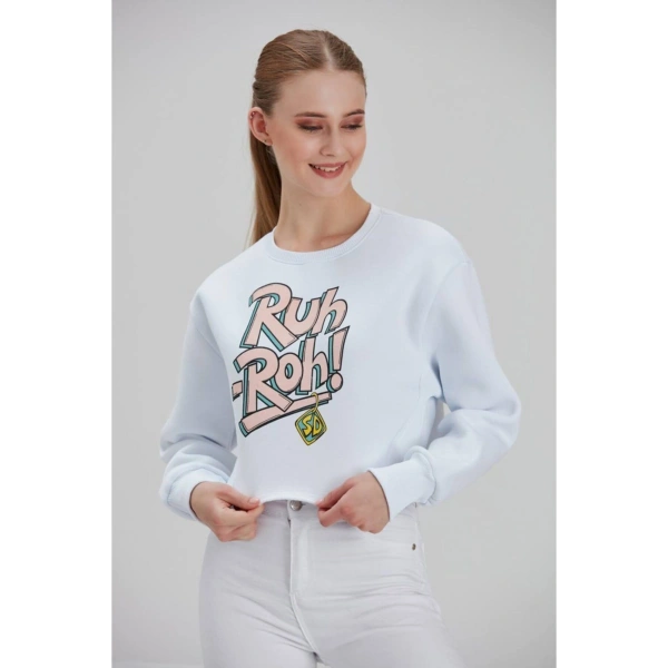 Kadın Beyaz Baskılı Sweatshirt