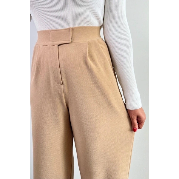 Kadın Likralı Cırt Kapama Palazzo Pantolon LQ34