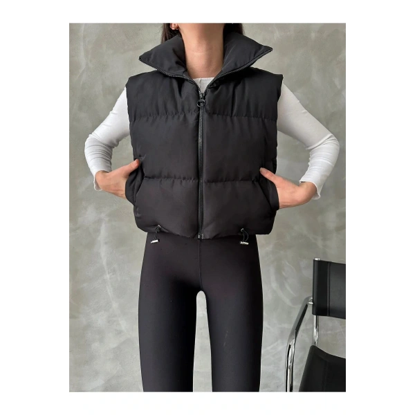 Kadın Kısa Crop Şişme Yelek