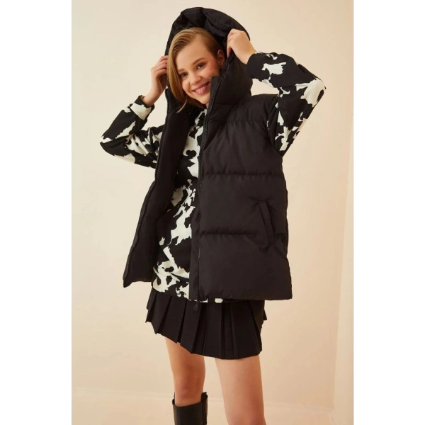 Şişme Yelek Kapşonlu Şişme Yelek Kapüşonlu Kolsuz Şişme Yelek Mont Kaban