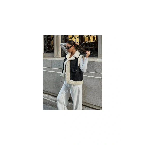 Kadın Siyah Kot Yelek