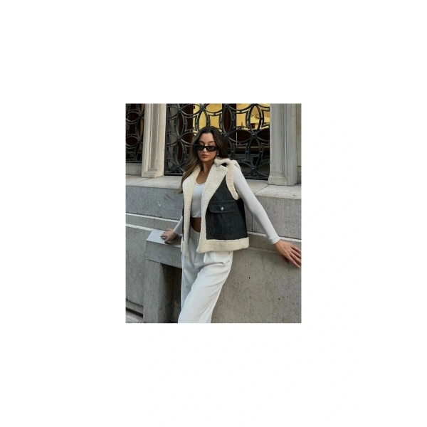 Kadın Siyah Kot Yelek