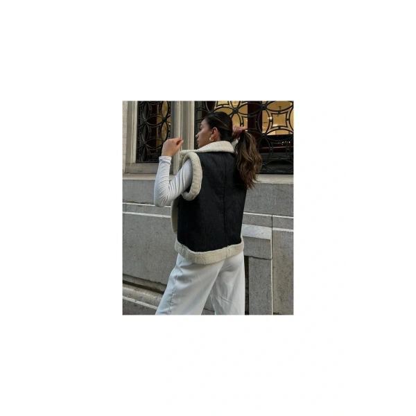 Kadın Siyah Kot Yelek