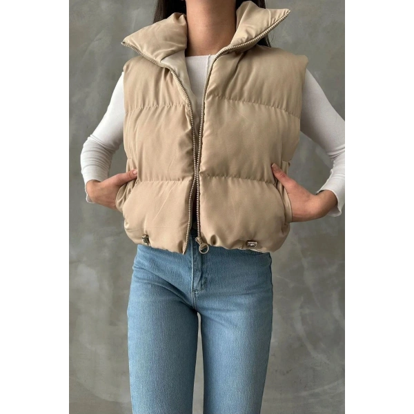 Kadın Kısa Crop Şişme Yelek