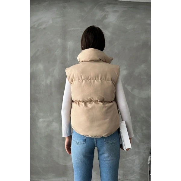 Kadın Kısa Crop Şişme Yelek