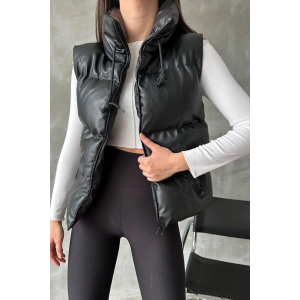 Kadın Kısa Crop Şişme Yelek