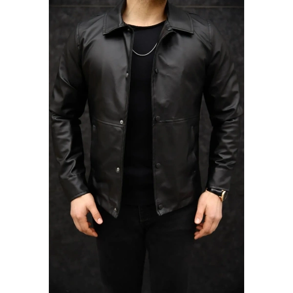 Erkek Siyah Deri Ceket